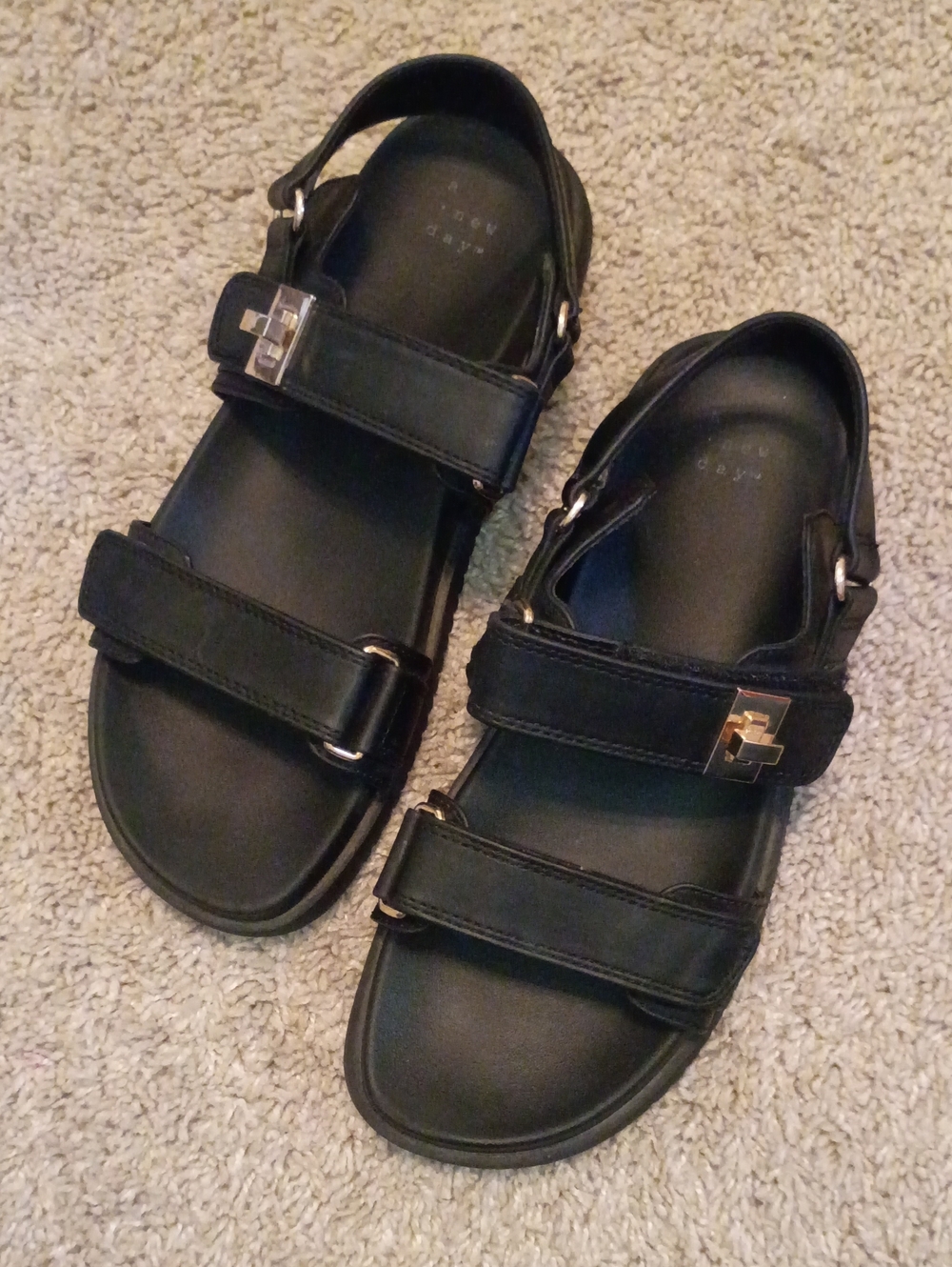 Women's A New Day Brand Black Velcro Strap Sandals